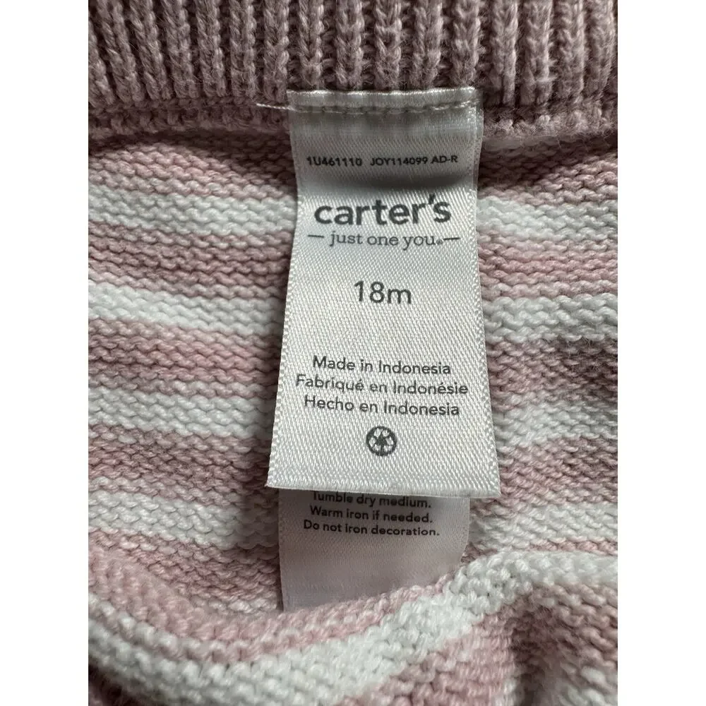 Carter's Girls 6M 2pc Pink Knit Cotton Bunny Sweater Pants Set Long Sleeve